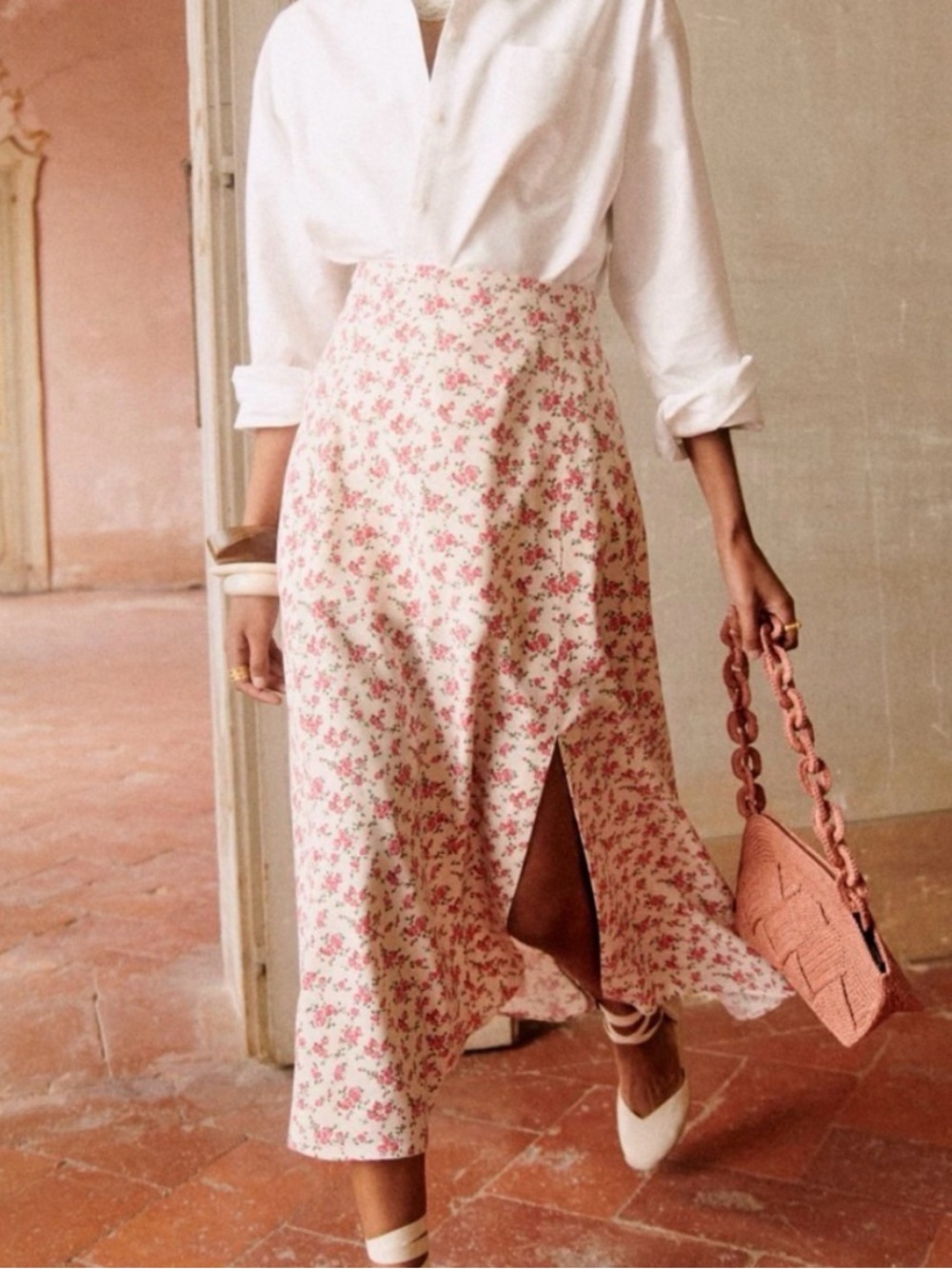 Sezane Tabata Skirt in Rosa Print